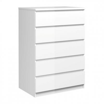 Commode 5 tiroirs BEST LAK blanc laqu&eacute;
