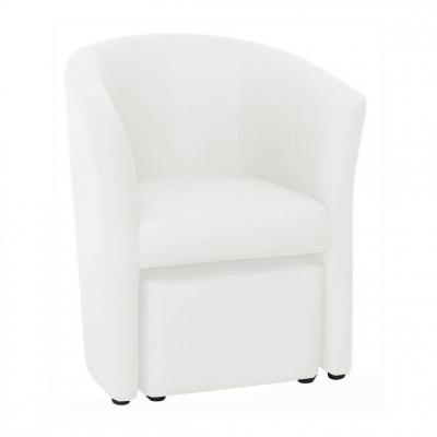 BUT Fauteuil cabriolet et pouf CLAYTON PU blanc