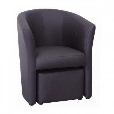 BUT Fauteuil cabriolet et pouf CLAYTON PU gris anthracite