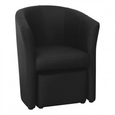 BUT Fauteuil cabriolet et pouf CLAYTON PU noir