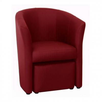 BUT Fauteuil cabriolet et pouf CLAYTON PU rouge