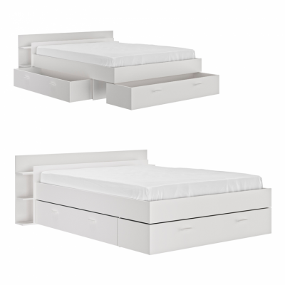 Lit 140x190 cm avec rangements TONIGHT blanc