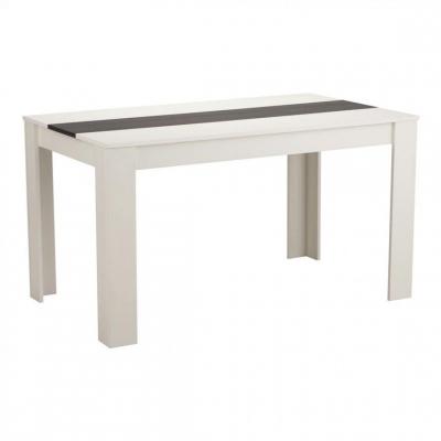 Table &agrave; manger L.132,5 cm DOMUS Blanc et imitation bois noir