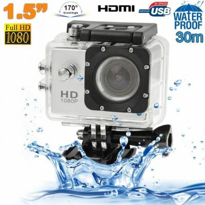 YONIS Cam&eacute;ra Sport Etanche 30 M Cam&eacute;ra D'Action Waterproof Full HD 1080P 12 Mp Argent