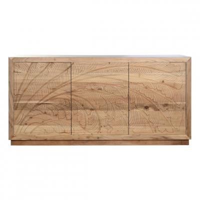 Commode, meuble de rangement en bois d'acacia et MDF coloris naturel - Longueur 178 x Profondeur 46 x hauteur 90 cm -- 