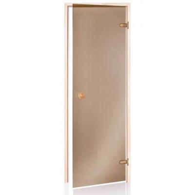 DESINEO Porte de Sauna en verre s&eacute;curite 8 mm cadre en pin 70 x 190 bronze