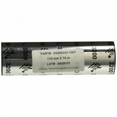 ZEBRA  Ribbon 3200 Wax/resin 110 Mm Box Of 12 Blanc,Noir