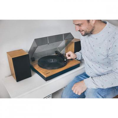 LENCO Platine Vinyle tourne disque 33,45 tr-min avec Bluetooth et 2 Haut-parleurs RMS 10W en bois noir