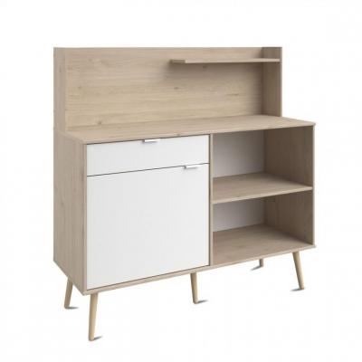 Buffet bas 1 porte 1 tiroir OLGA d&eacute;cor imitation ch&ecirc;ne