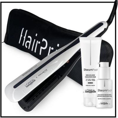 L OREAL PROFESSIONNEL LOr&eacute;al Professionnel Steampod 3.0 Fer Lisser Lisseur + Cr&egrave;me Cheveux Epais 150 ml + Serum + Trousse Rangement Plate Noire 