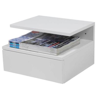 Chevet suspendu en bois 1 tiroir 1 niche blanc