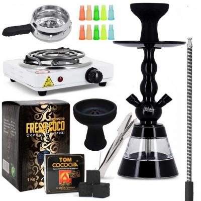  Pack Chicha Alu 3B Design Economique + Allume Plaque + Chauffe Charbon + Charbons &agrave; Narguil&eacute;