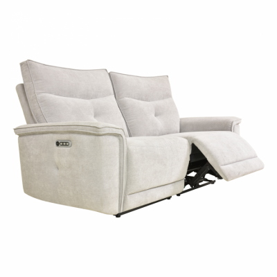 BUT Canap&eacute; relax 3 places 3 moteurs ADAM tissu gris beige