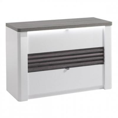 Commode 3 tiroirs L.110 cm VERTIGO blanc et imitation ch&ecirc;ne gris