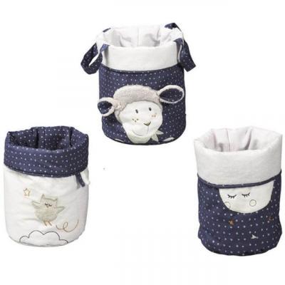 SAUTHON BABY DECO - Set 3 Cesti Portaoggetti Impilabili In Tessuto Babyfan, Diametri 18-15-12 Cm, Lavabili A 30°