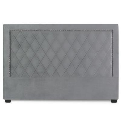 INTENSEDECO T&ecirc;te de lit - Nolwen - Velours Gris - Art d&eacute;co chic - 180cm