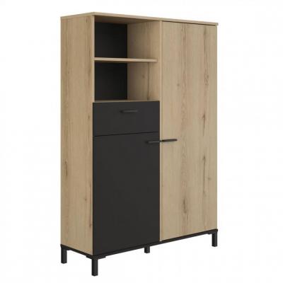 Buffet haut 2 portes/1 tirorir TRUST imitation ch&ecirc;ne/noir