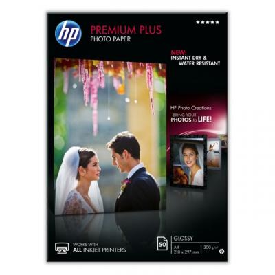 HP Papier photo A4 brillant  Premium Plus - 50 feuilles -300 gr - 210 x 297 mm - Finition brillante