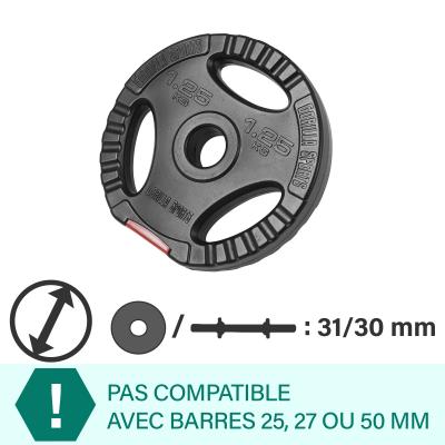 GORILLA SPORTS Disques en plastique avec poign&eacute;es - 31 mm - De 1,25 KG &agrave; 15 KG