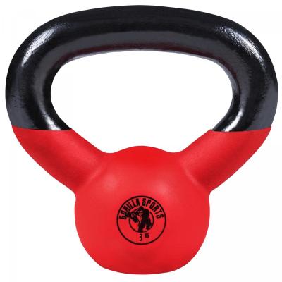 GORILLA SPORTS Kettlebell de 3 KG en fonte avec rev&ecirc;tement n&eacute;opr&egrave;ne - halt&egrave;re russe