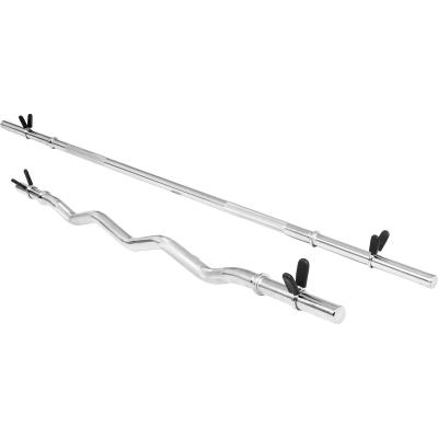 GORILLA SPORTS Lot barre longue de 170cm barre curl de 120cm diametre 30mm avec stop disques