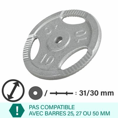 GORILLA SPORTS Disques en fonte avec poignees 31 mm gris de 0 5 kg a 20 kg poids 10 kg