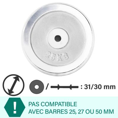 GORILLA SPORTS Disques de poids chromes avec alesage de 31 mm de 0 5 kg a 30 kg poids 25 kg