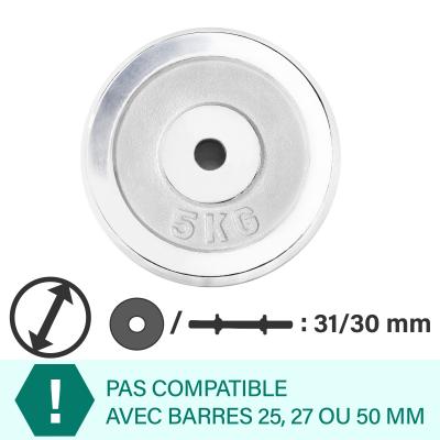 GORILLA SPORTS Disques de poids chromes avec alesage de 31 mm de 0 5 kg a 30 kg poids 5 kg