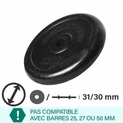 GORILLA SPORTS Poids disque en caoutchouc de 10 kg