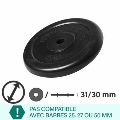 GORILLA SPORTS Poids disque en caoutchouc de 15 kg