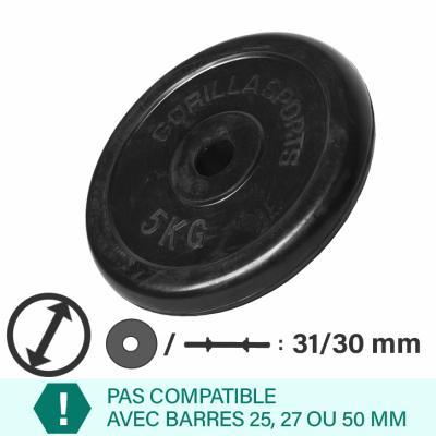 GORILLA SPORTS Poids disque en caoutchouc de 5 kg