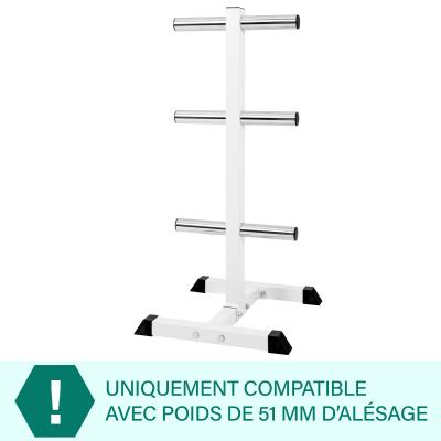 GORILLA SPORTS Rack de rangement pour poids disques olympique 51mm, blanc