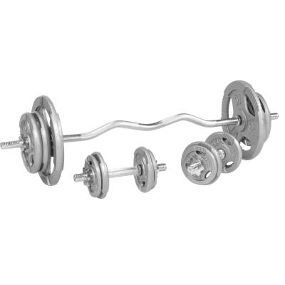 GORILLA SPORTS Set d'halt&egrave;res avec disques &agrave; poign&eacute;es en fonte + barre Curl 68 kg