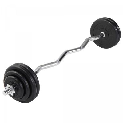 GORILLA SPORTS Set d halteres barre curl disques en fonte revetement caoutchouc 35 kg