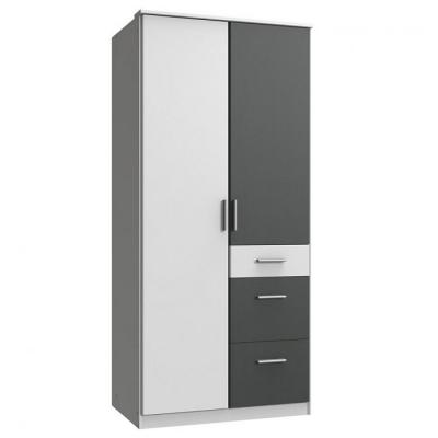 Armoire 2 portes 3 tiroirs volverine blanc / gris graphite 20100889443