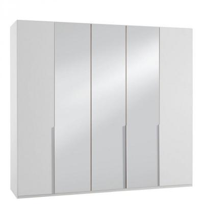 Armoire 5 portes 3 miroirs WILMA 225 cm blanche blanc Bois Inside75 