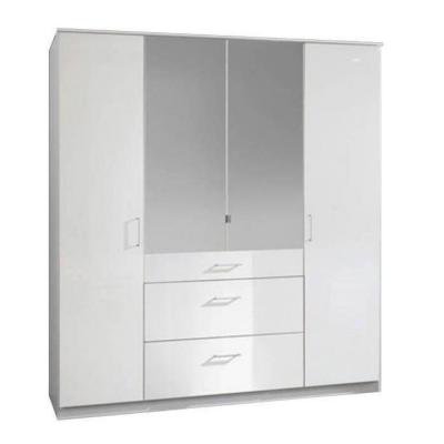 Armoire COOPER 4 portes 3 tiroirs largeur 179 cm laqu&eacute; blanc
