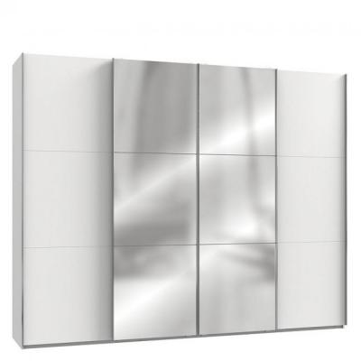 Armoire coulissante lisbeth 2 portes miroirs syst&egrave;me amortisseurs blanc 300 x 236 cm hauteur