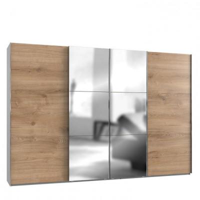 Armoire coulissante lisbeth 2 portes ch&ecirc;ne 2 miroirs 350 x 236 cm hauteur