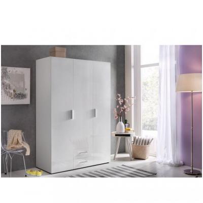 Armoire penderie 3 portes 2 tiroirs MALTA laqu&eacute;e blanc cass&eacute; L : 120 cm