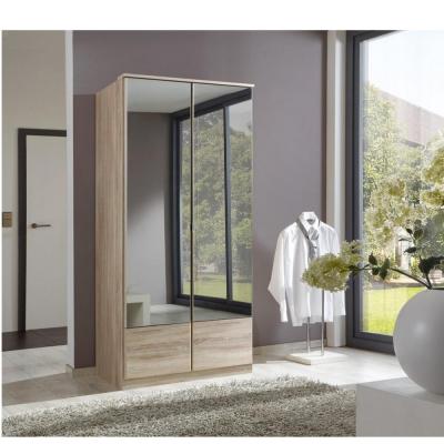 Armoire penderie DINGLE 2 portes miroirs largeur 91 ch&ecirc;ne