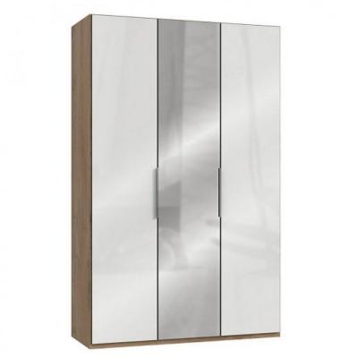 Armoire penderie LISEA 2 portes verre blanc 1 porte miroir 150 x 236 cm HT