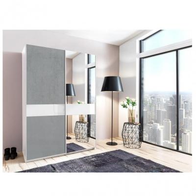 Armoire portes coulissantes comber 135 cm blanc / gris 20100889324