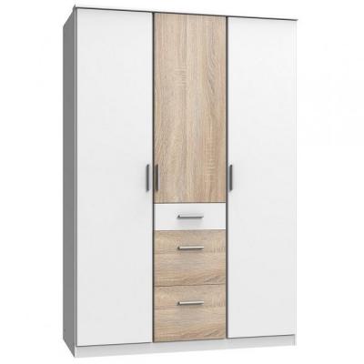 Armoire VOLVERINE 2 portes 1 tiroir blanc 1 porte 2 tiroirs ch&ecirc;ne