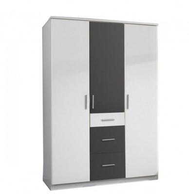 Armoire VOLVERINE 2 portes 1 tiroir blanc 1 porte 2 tiroirs graphite
