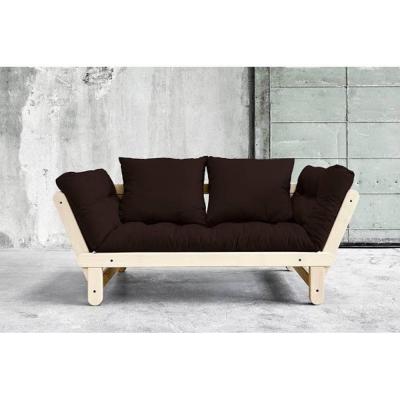 KARUP DESIGN Banquette m&eacute;ridienne futon BEAT pin naturel tissu brown couchage 75*200 cm.