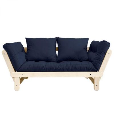 KARUP DESIGN Banquette m&eacute;ridienne futon beat pin naturel tissu coloris marine couchage 75*200 cm.