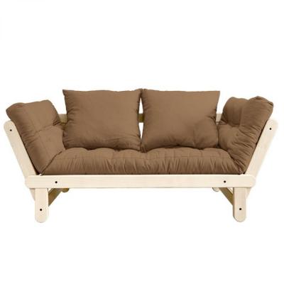 KARUP DESIGN Banquette m&eacute;ridienne futon BEAT pin naturel tissu coloris mocca couchage 75*200 cm.