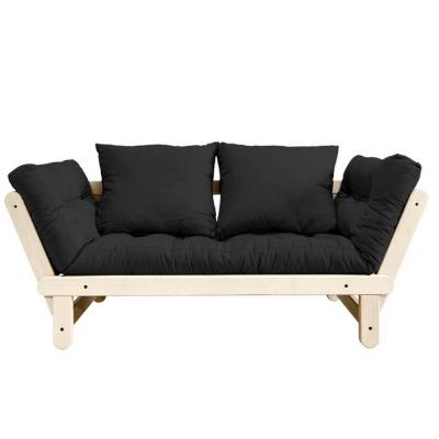 KARUP DESIGN Banquette m&eacute;ridienne futon BEAT pin naturel tissu gris fonc&eacute; couchage 75*200 cm.