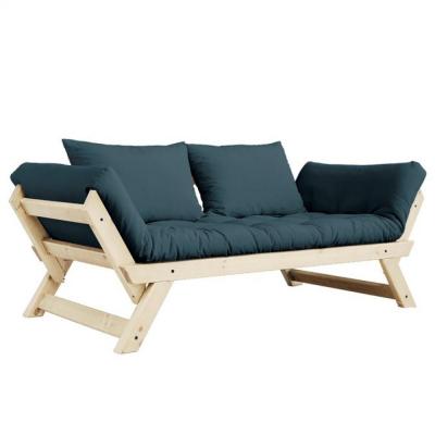 KARUP DESIGN Banquette m&eacute;ridienne futon BEBOP pin naturel coloris bleu p&eacute;trole couchage 75*200 cm.